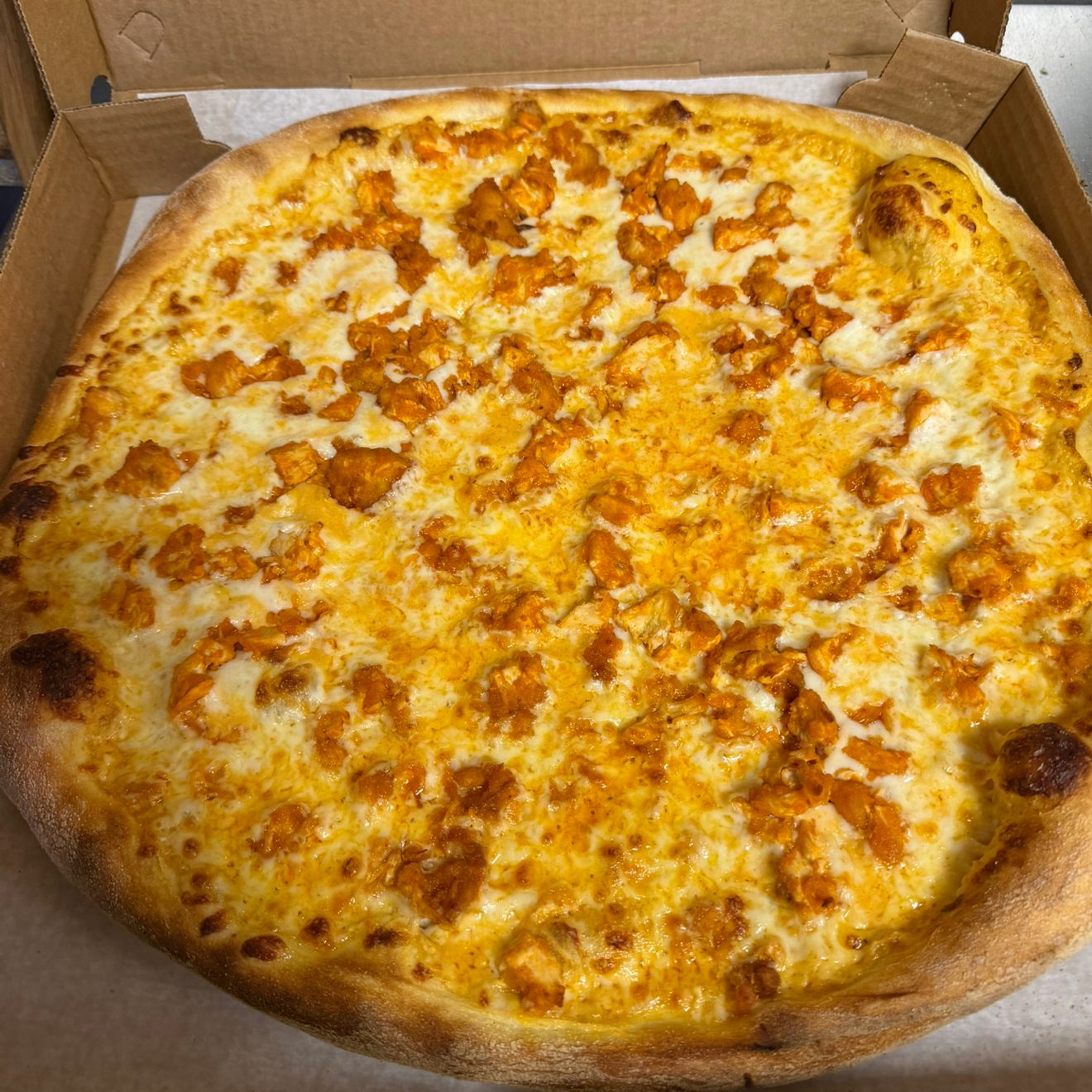 Large Buffalo Chicken Pizza.