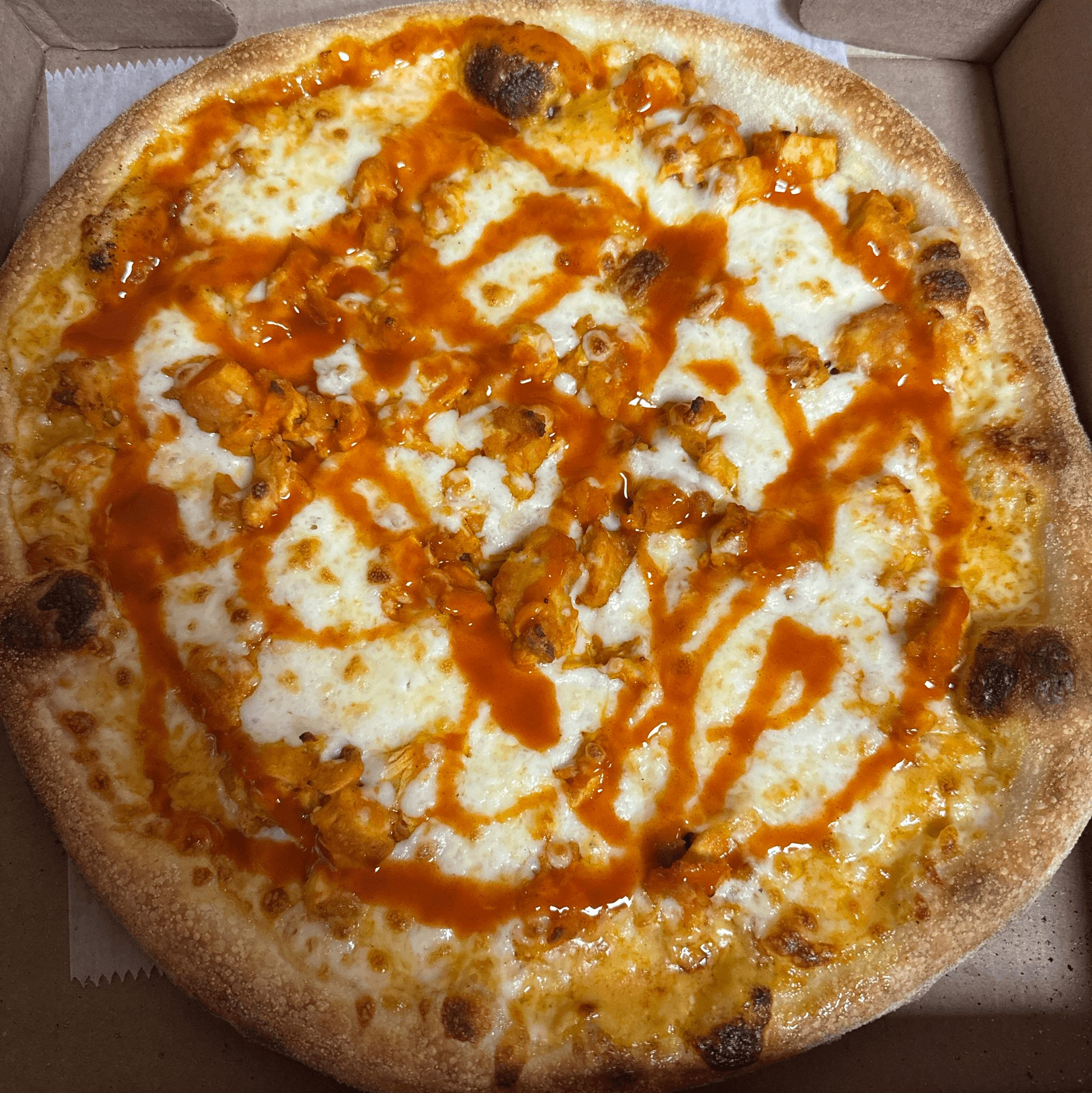 Medium Buffalo Chicken Pizza.