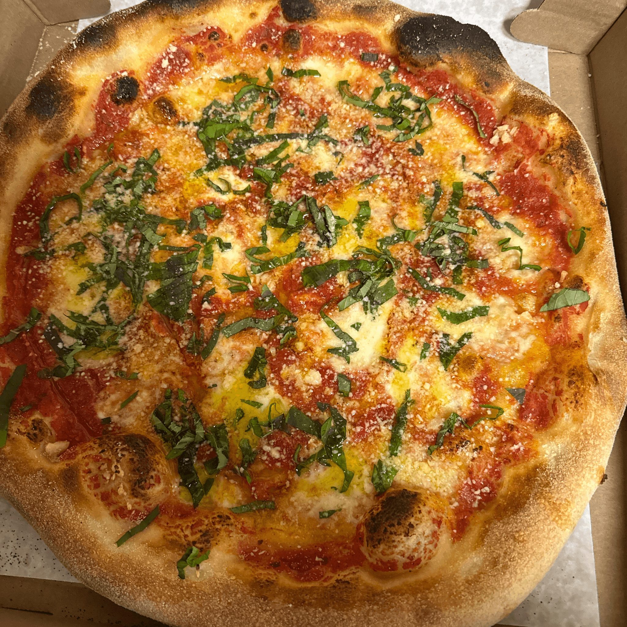 Large Margherita Pizza.
